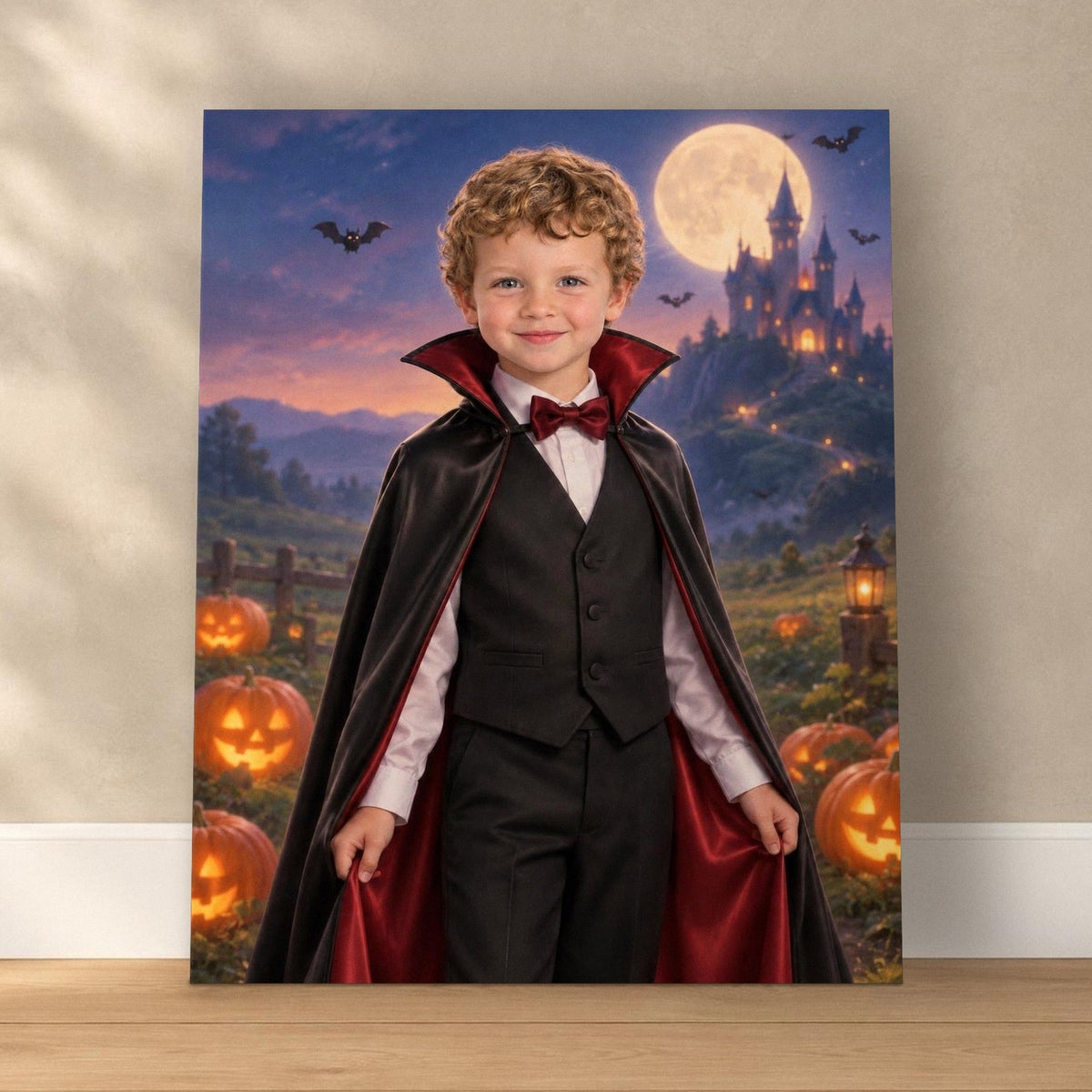 Little Vampire Count Custom Halloween Portrait – custom canvas portrait, image 1