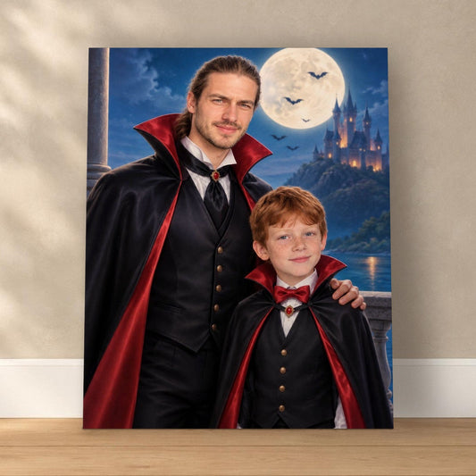 Count & Little Count – Father & Son Halloween Portrait – custom canvas portrait, image 1
