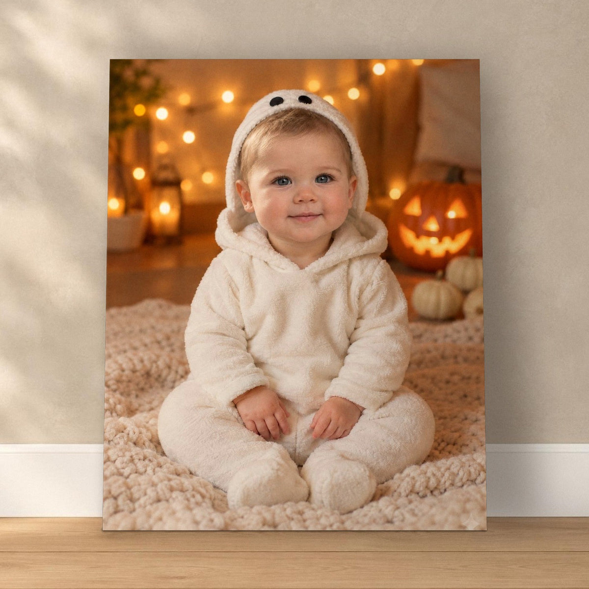 Little Boo Baby Halloween Portrait – custom canvas portrait, image 1