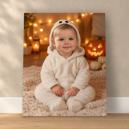 Little Boo Baby Halloween Portrait – custom canvas portrait, image 1