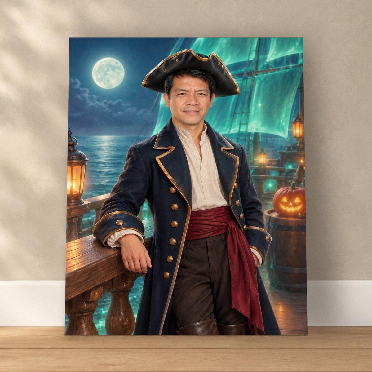 Ghost Ship Captain Custom Halloween Portrait – custom canvas portrait, image 1