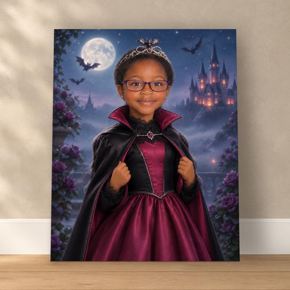 Little Vampire Princess Custom Halloween Portrait – custom canvas portrait, image 1