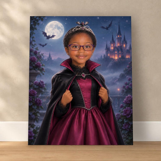 Little Vampire Princess Custom Halloween Portrait – custom canvas portrait, image 1