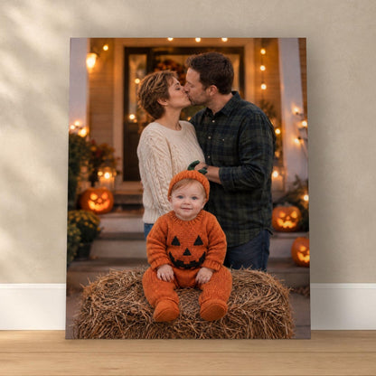 Our First Halloween – Family Portrait with Baby – custom canvas portrait, image 1
