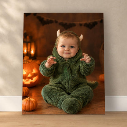 Little Monster – Baby Halloween Portrait – custom canvas portrait, image 1