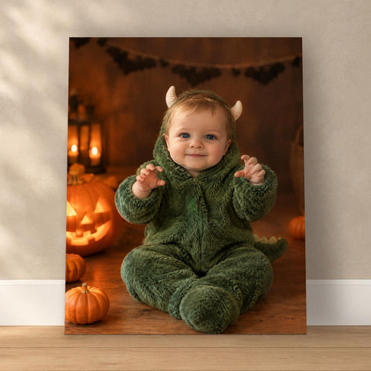 Little Monster – Baby Halloween Portrait – custom canvas portrait, image 1