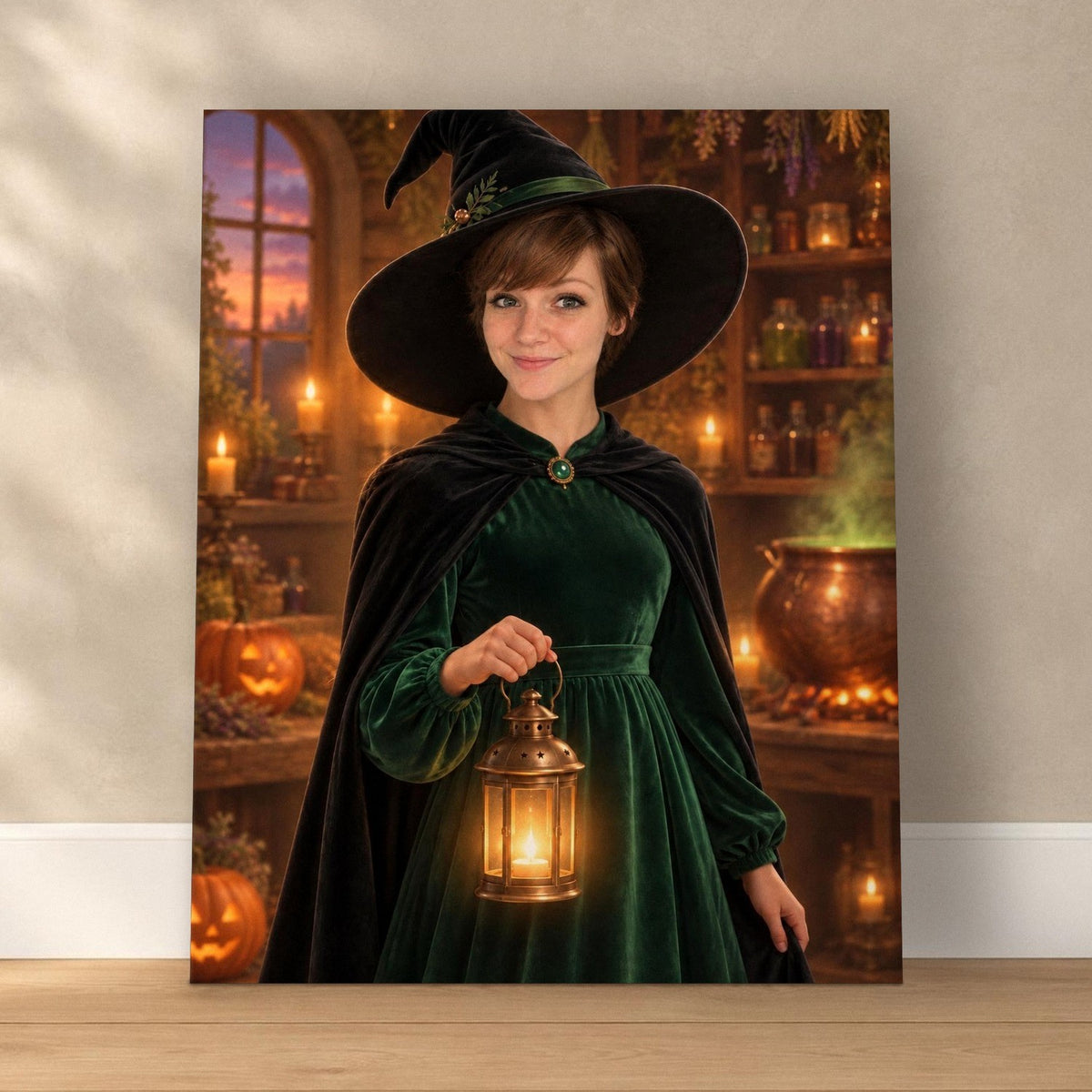 Enchanting Witch Custom Halloween Portrait – custom canvas portrait, image 1