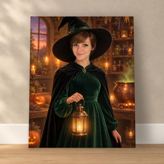 Enchanting Witch Custom Halloween Portrait – custom canvas portrait, image 1