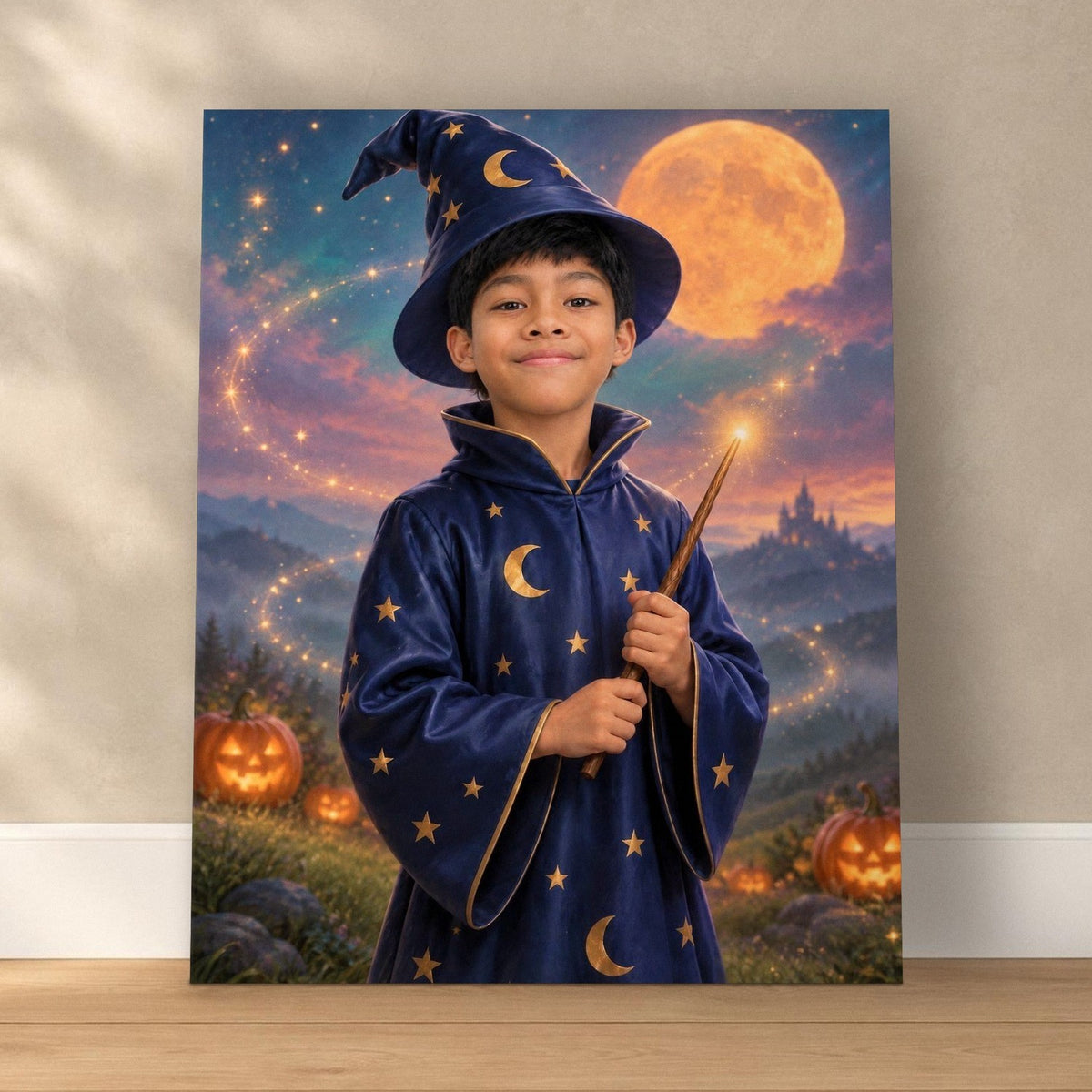 Little Wizard Custom Halloween Portrait – custom canvas portrait, image 1