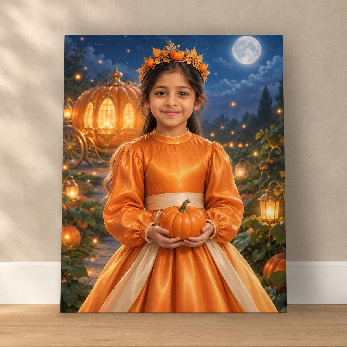 Pumpkin Patch Princess Custom Halloween Portrait – custom canvas portrait, image 1