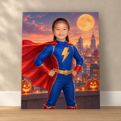 Little Superhero Custom Halloween Portrait – custom canvas portrait, image 1