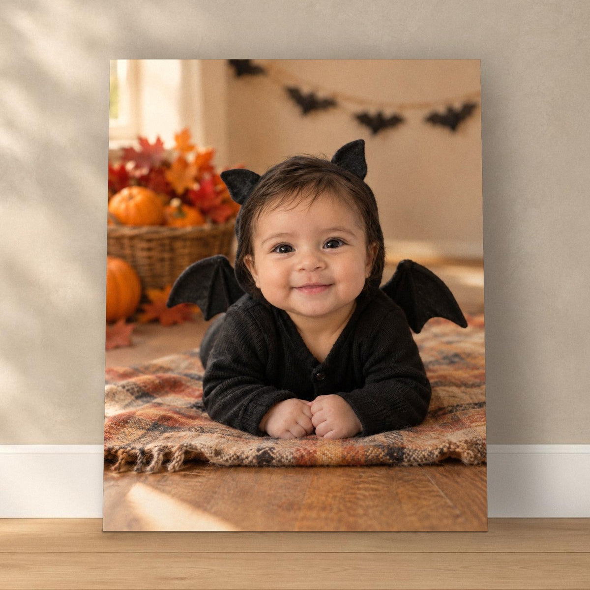 Little Bat Baby Halloween Portrait – custom canvas portrait, image 1