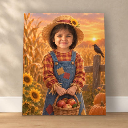 Little Scarecrow Custom Halloween Portrait – custom canvas portrait, image 1