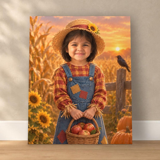 Little Scarecrow Custom Halloween Portrait – custom canvas portrait, image 1