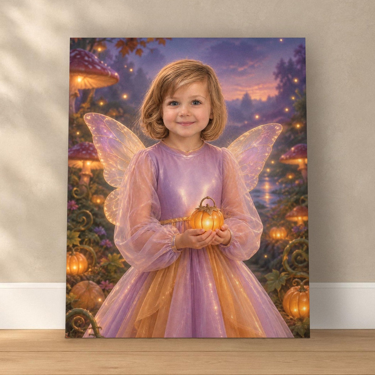 Pumpkin Garden Fairy Custom Halloween Portrait – custom canvas portrait, image 1