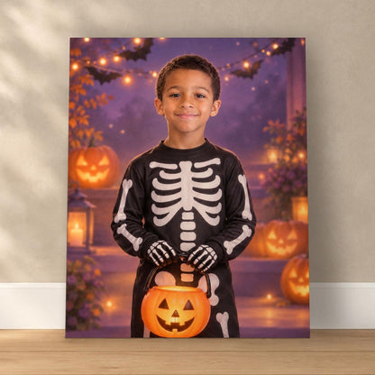 Little Skeleton Custom Halloween Portrait – custom canvas portrait, image 1