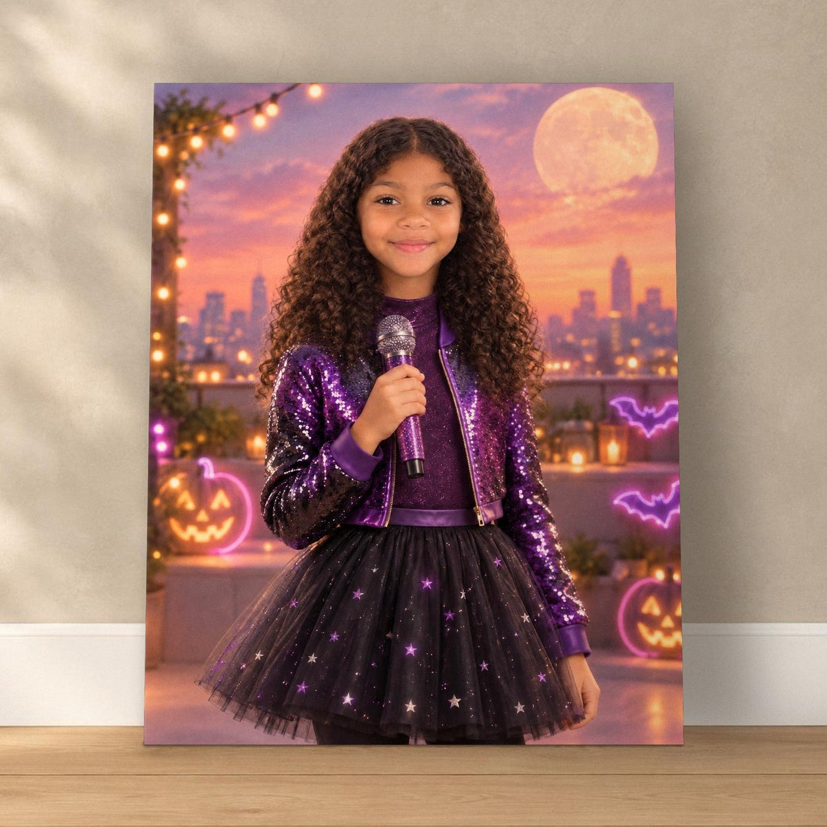 Little Halloween Pop Star Custom Portrait – custom canvas portrait, image 1