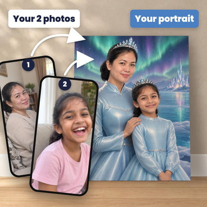 Snow Queen & Little Princess – Mother & Daughter Portrait – custom canvas portrait, image 2