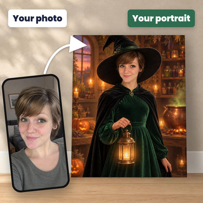 Enchanting Witch Custom Halloween Portrait – custom canvas portrait, image 2