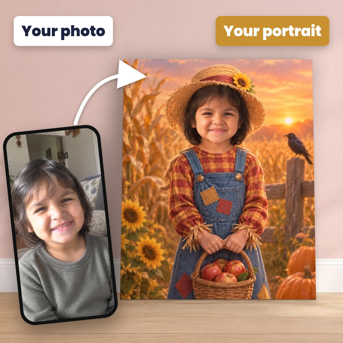 Little Scarecrow Custom Halloween Portrait – custom canvas portrait, image 2