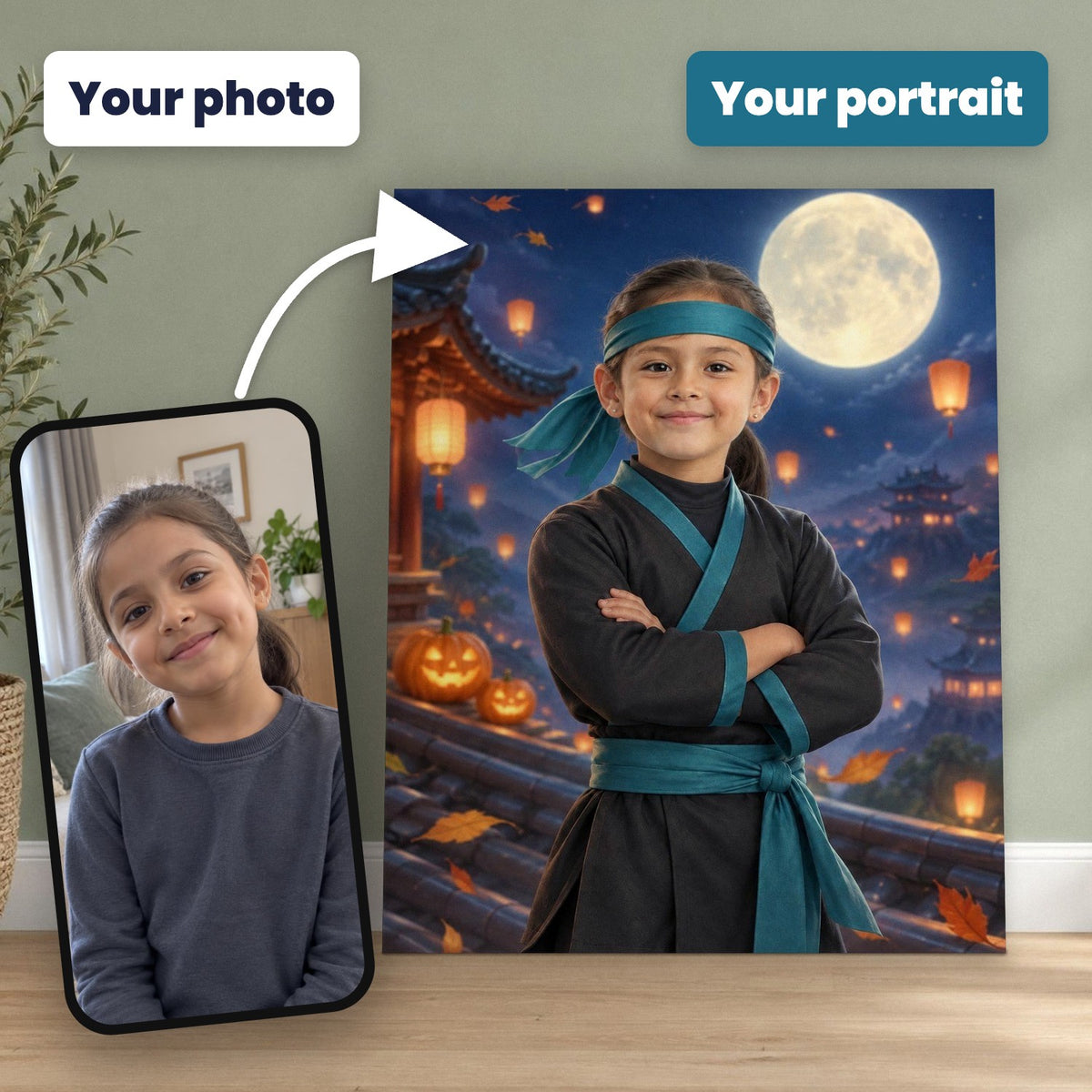 Little Halloween Ninja Custom Portrait – custom canvas portrait, image 2
