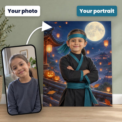Little Halloween Ninja Custom Portrait – custom canvas portrait, image 2