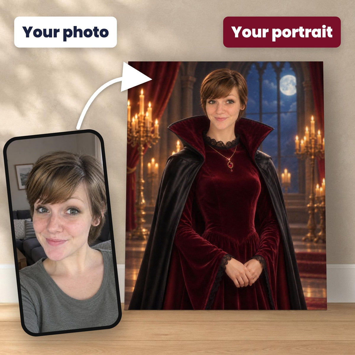 The Vampire Countess Custom Halloween Portrait – custom canvas portrait, image 2