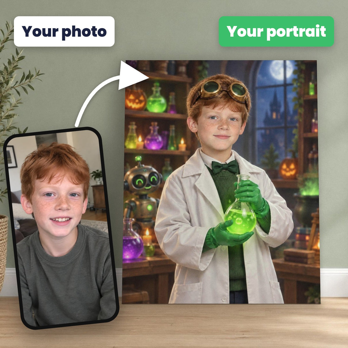 Little Mad Scientist Custom Halloween Portrait – custom canvas portrait, image 2