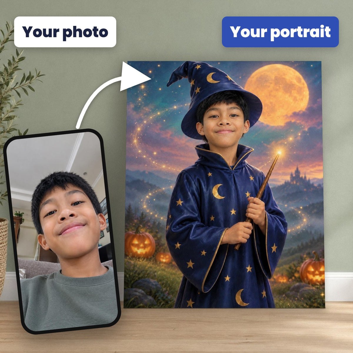 Little Wizard Custom Halloween Portrait – custom canvas portrait, image 2