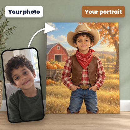 Little Cowboy Custom Harvest Portrait – custom canvas portrait, image 2