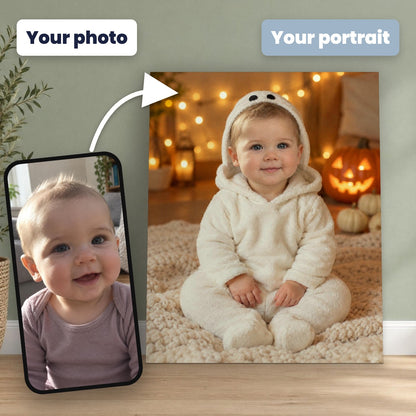 Little Boo Baby Halloween Portrait – custom canvas portrait, image 2