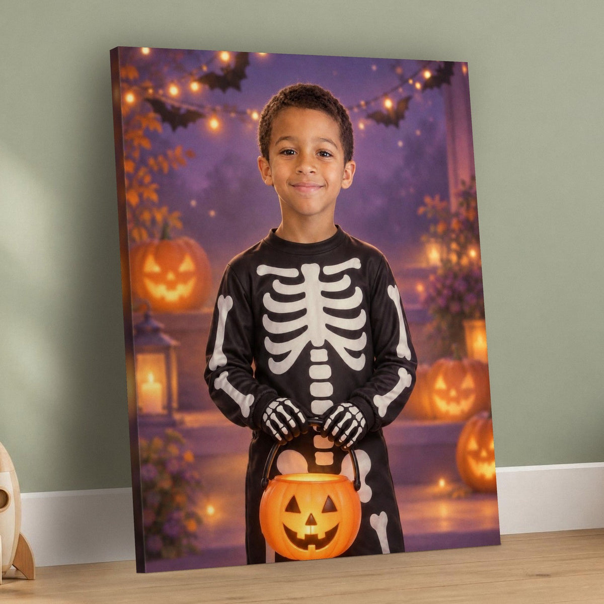 Little Skeleton Custom Halloween Portrait – custom canvas portrait, image 3