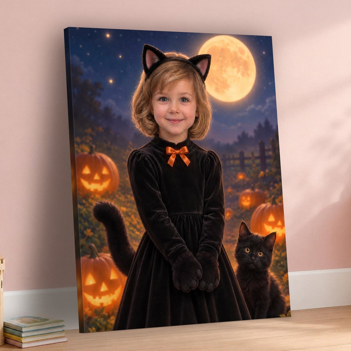 Little Black Cat Custom Halloween Portrait – custom canvas portrait, image 3