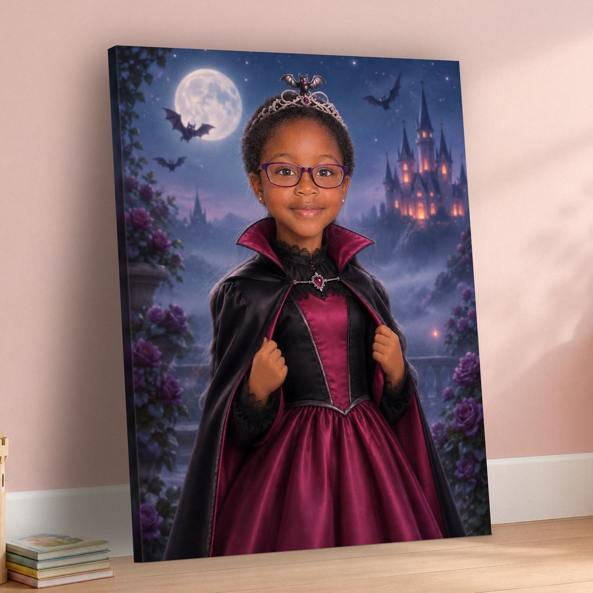 Little Vampire Princess Custom Halloween Portrait – custom canvas portrait, image 3
