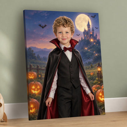 Little Vampire Count Custom Halloween Portrait – custom canvas portrait, image 3