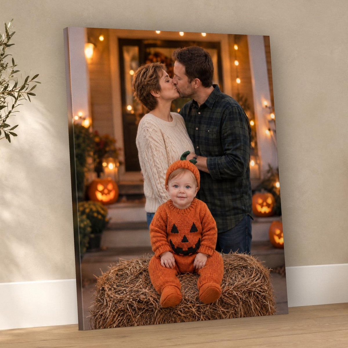Our First Halloween – Family Portrait with Baby – custom canvas portrait, image 3