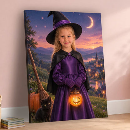 Little Witch Custom Halloween Portrait – custom canvas portrait, image 3