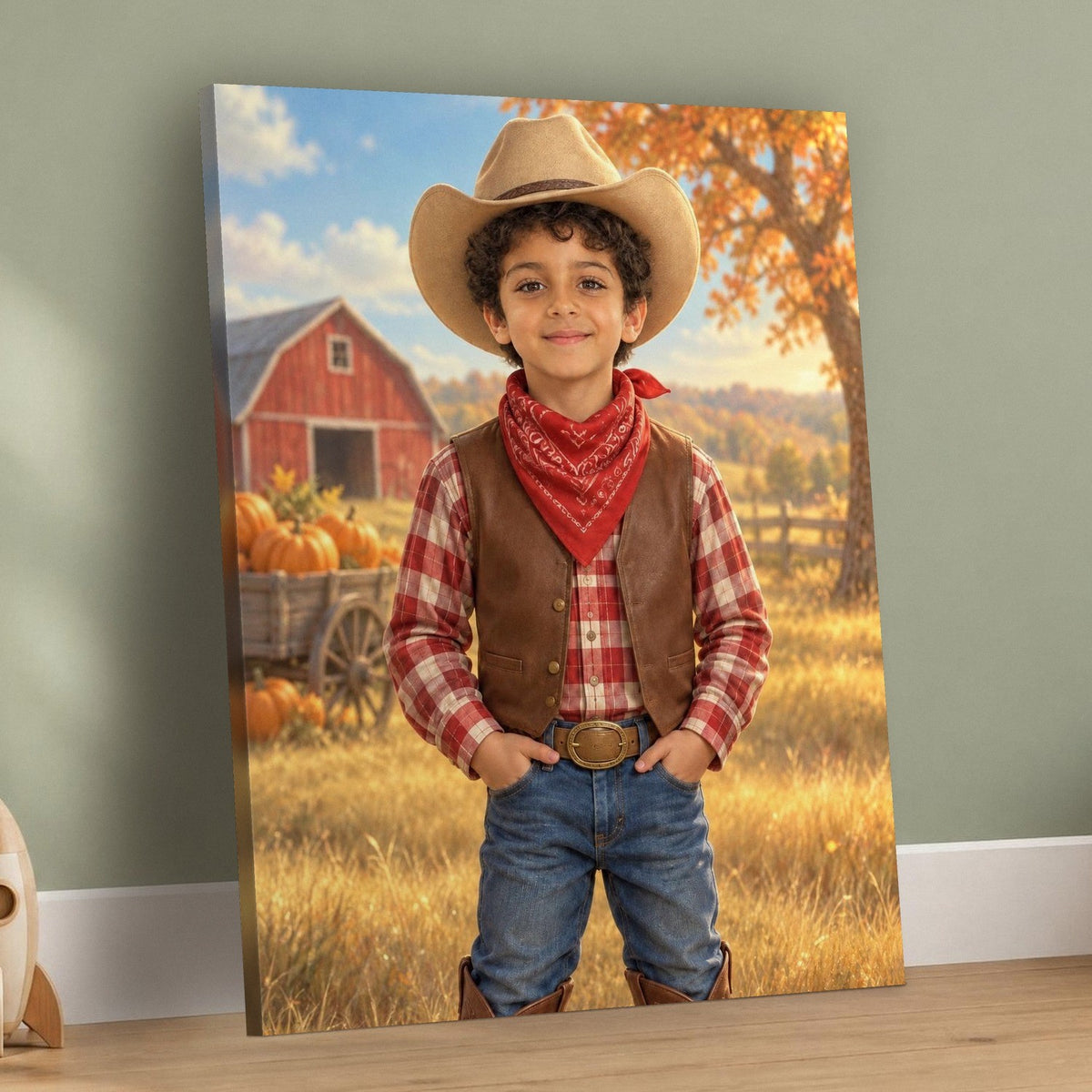 Little Cowboy Custom Harvest Portrait – custom canvas portrait, image 3