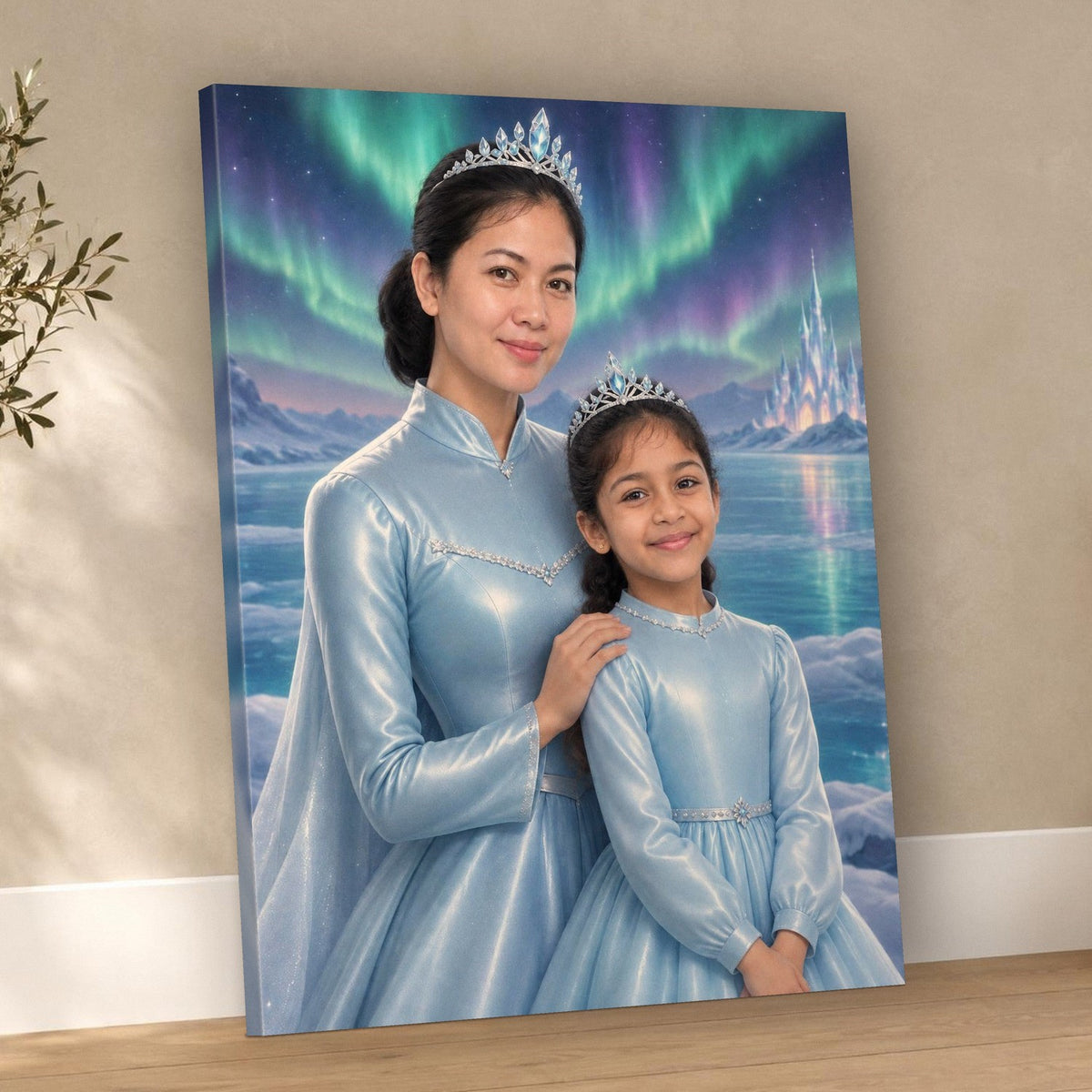 Snow Queen & Little Princess – Mother & Daughter Portrait – custom canvas portrait, image 3
