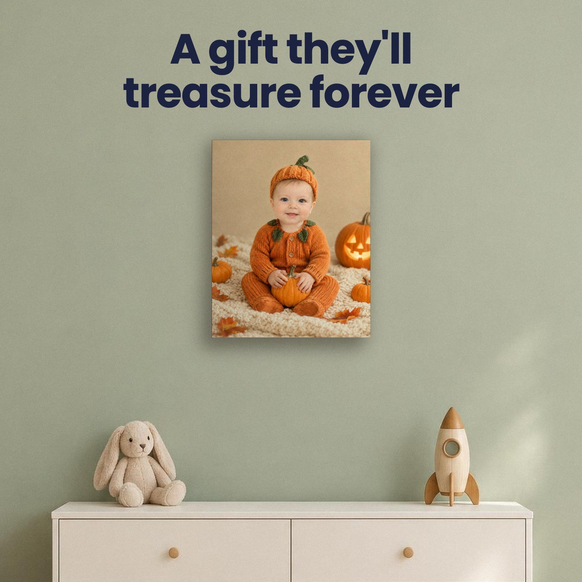 My First Halloween – Little Pumpkin Baby Portrait – custom canvas portrait, image 4
