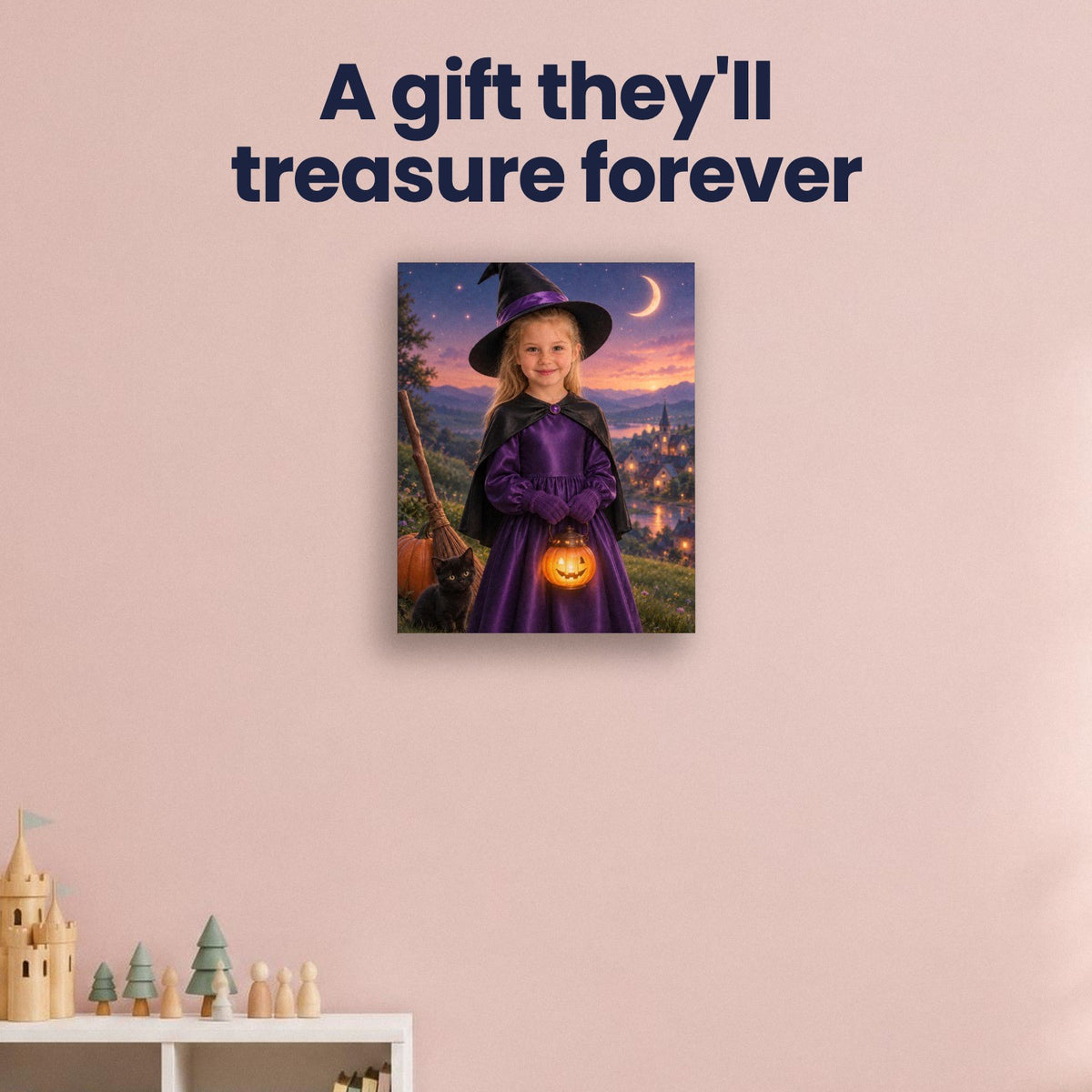 Little Witch Custom Halloween Portrait – custom canvas portrait, image 4