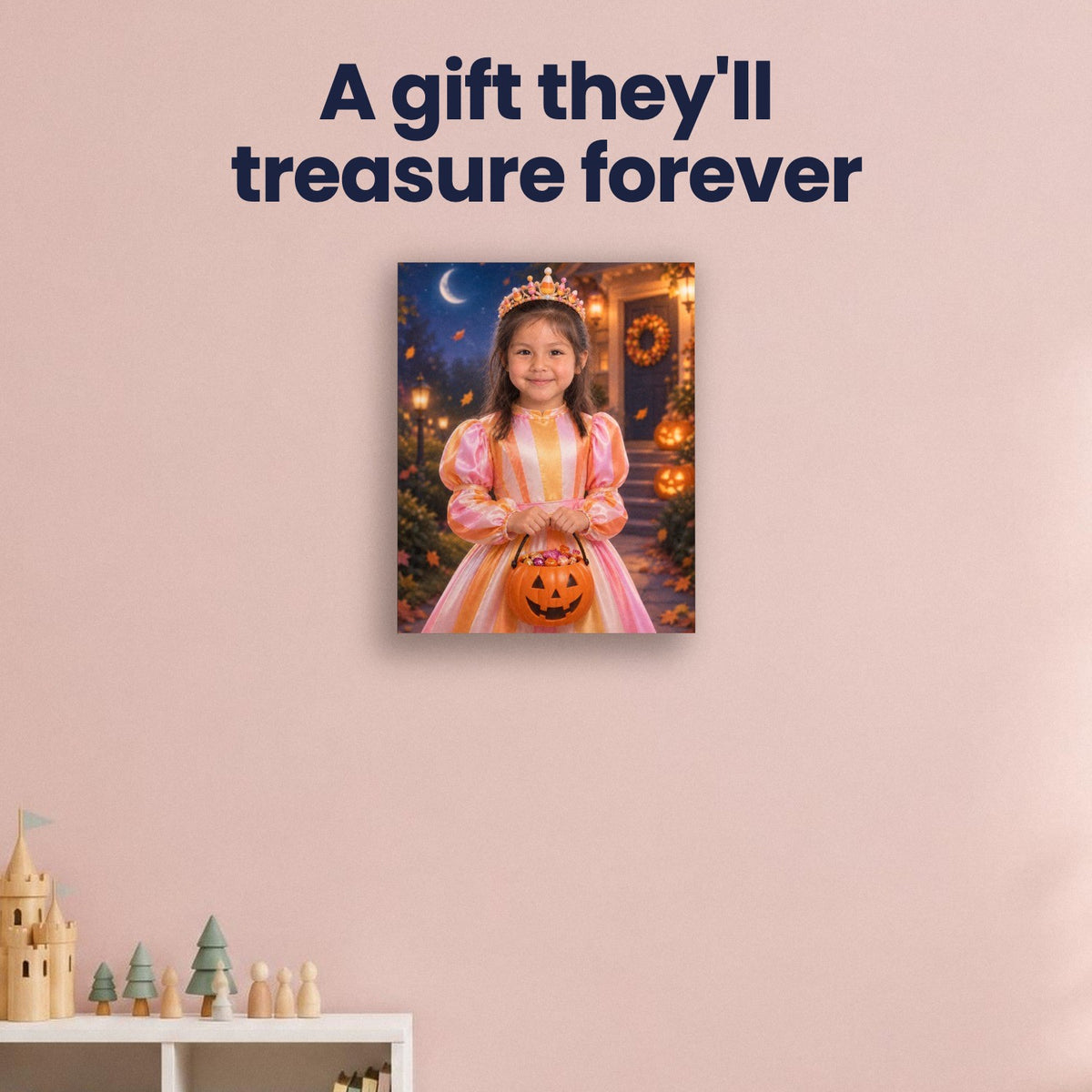 Trick-or-Treat Candy Princess Custom Halloween Portrait – custom canvas portrait, image 4