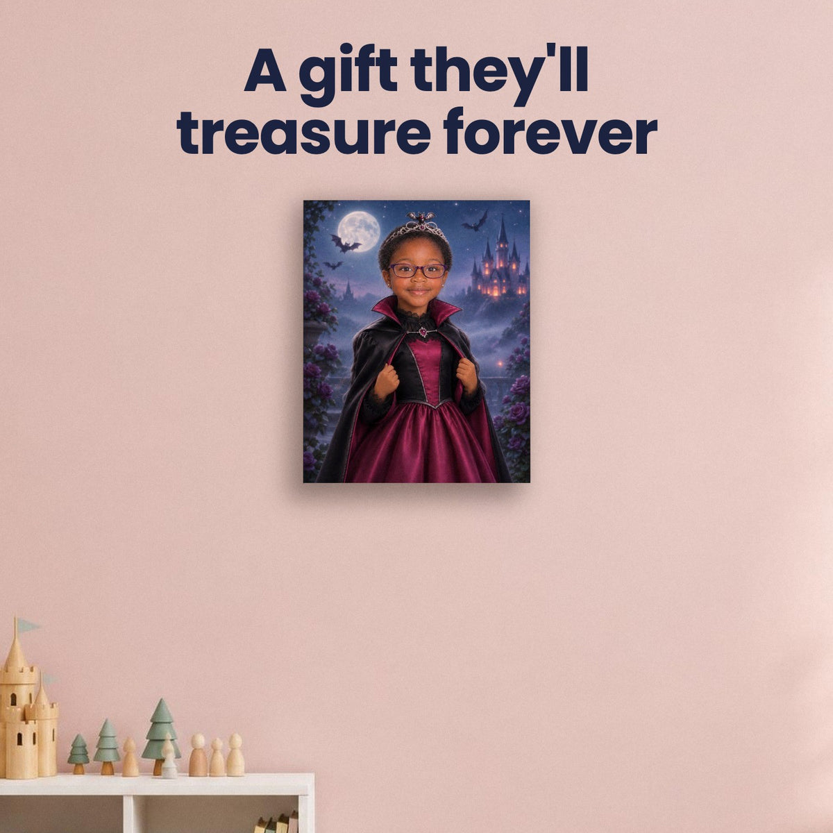 Little Vampire Princess Custom Halloween Portrait – custom canvas portrait, image 4