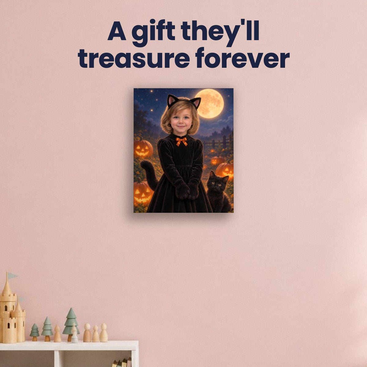 Little Black Cat Custom Halloween Portrait – custom canvas portrait, image 4
