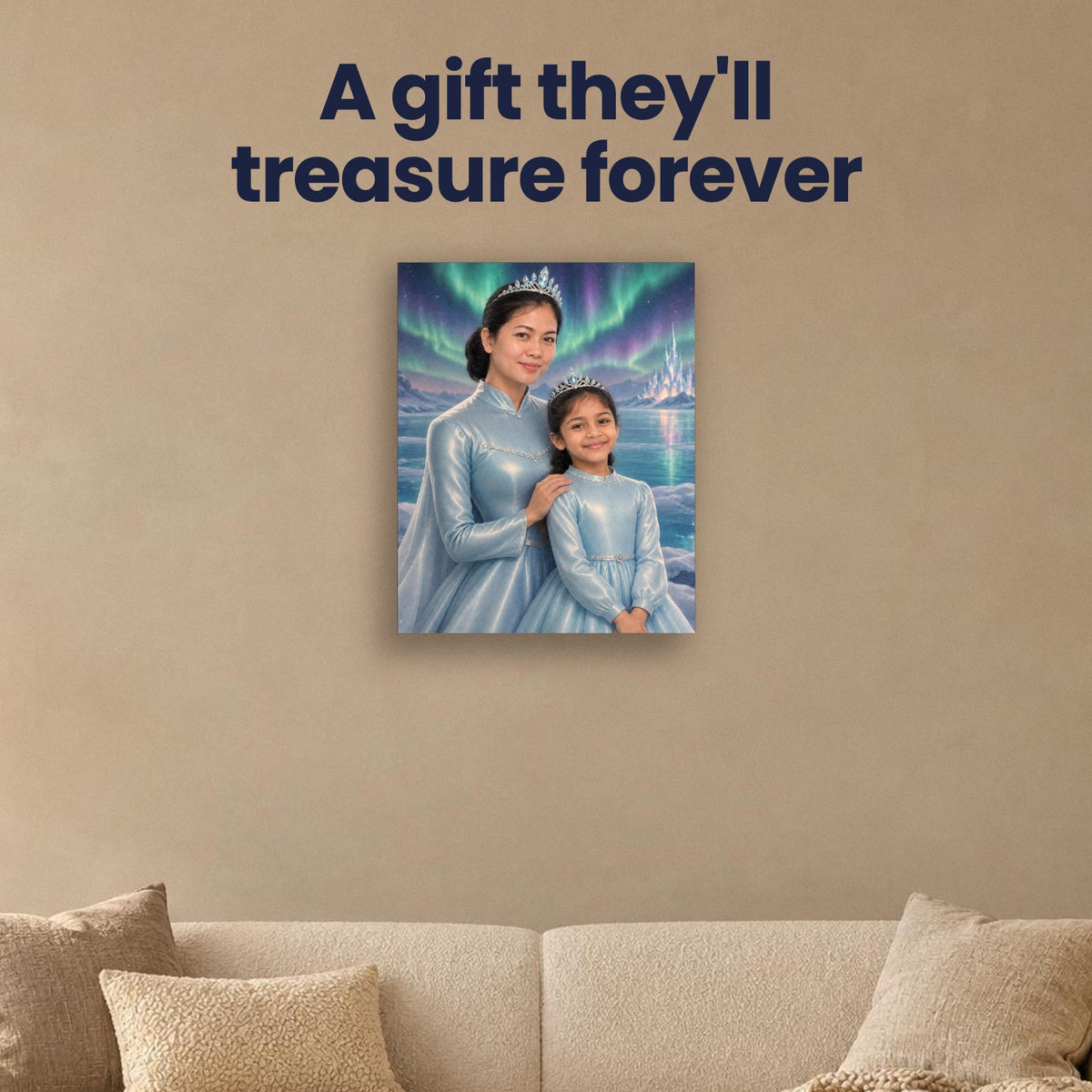 Snow Queen & Little Princess – Mother & Daughter Portrait – custom canvas portrait, image 4