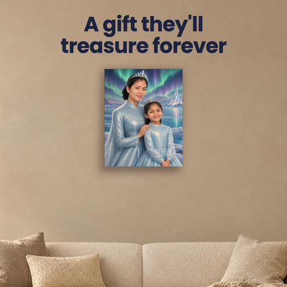 Snow Queen & Little Princess – Mother & Daughter Portrait – custom canvas portrait, image 4