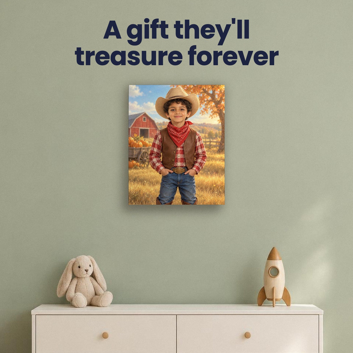 Little Cowboy Custom Harvest Portrait – custom canvas portrait, image 4