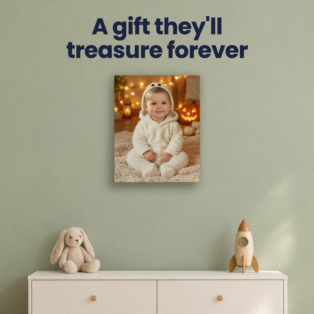 Little Boo Baby Halloween Portrait – custom canvas portrait, image 4