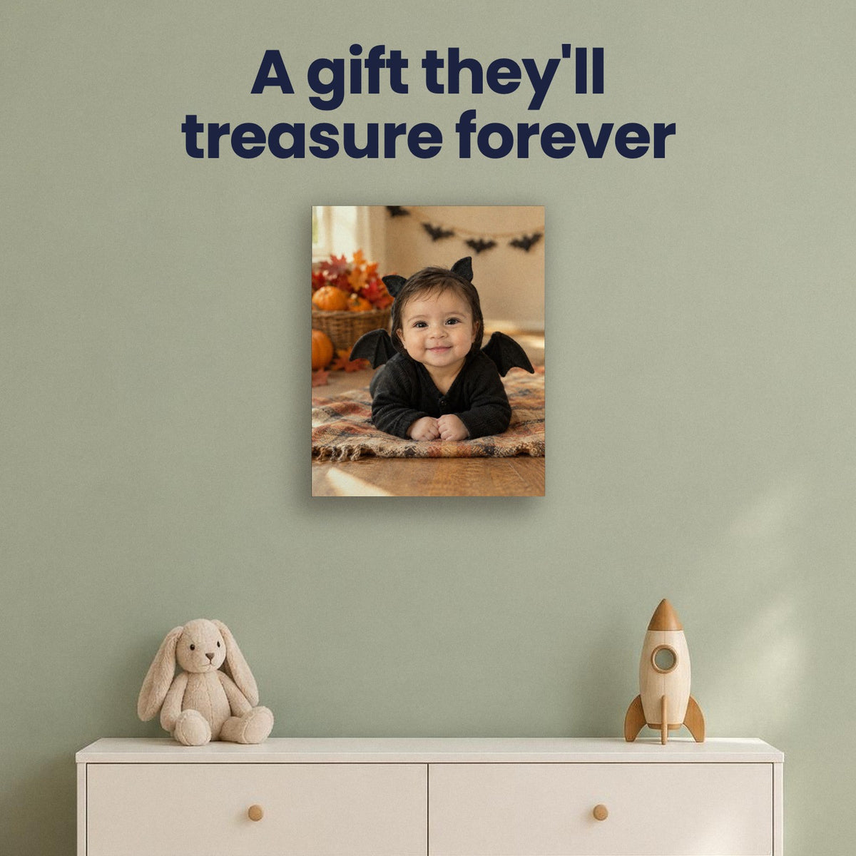 Little Bat Baby Halloween Portrait – custom canvas portrait, image 4