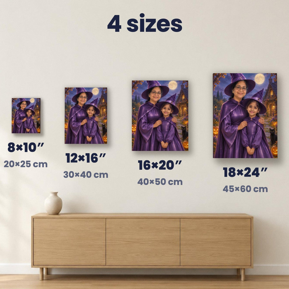 Grandma & Granddaughter Witches – Custom Halloween Portrait – custom canvas portrait, image 5